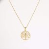 Gold Lucky Tree Owl Pendant Necklace Temperament Entry Lux