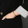 Natural Stone Titanium Steel Gold Round Tube Bracelet