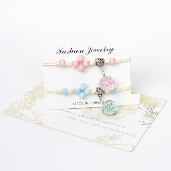 Glass Dried Flower Bracelet Real Flower Lace Flower