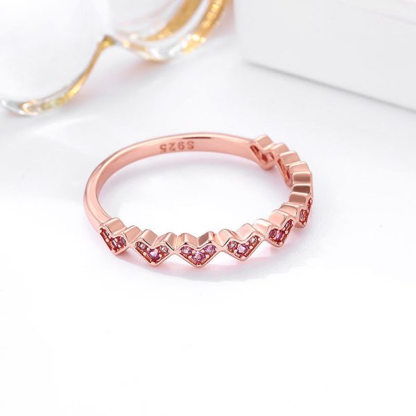 S925 Sterling Silver Ring Female Loving Heart Zircon