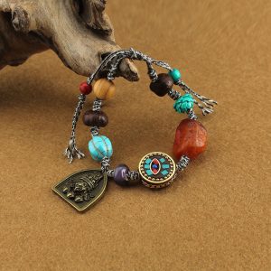 Natural Agate Tibet Beads Colored Beaded Bracelet
