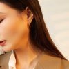 Gold Pigment Ring Earrings Female Circle Ear Studs