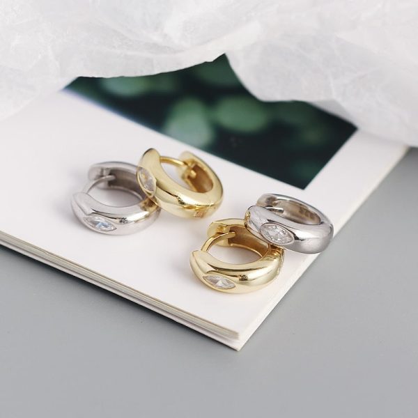 Geometric Circle Horse Eye Zircon Stud Earrings