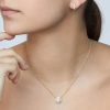 S925 Sterling Silver Round Rhinestone Pearl Pendant Clavicle Chain