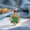 S925 Silver Inlaid Natural Chrysoprase Agate Necklace