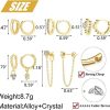 5 Pairs Gold And Silver Ring Earrings Set