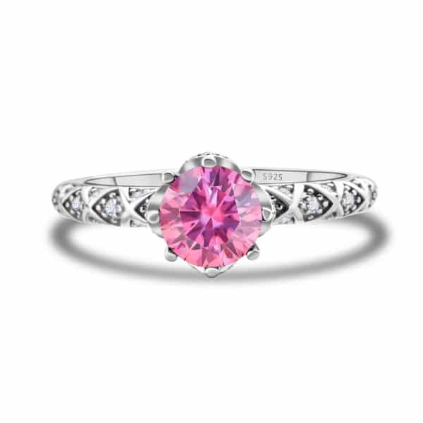 925 Sterling Silver Moissanite Ring Women's Pt950 Gold-plated Vine Winding Light Luxury