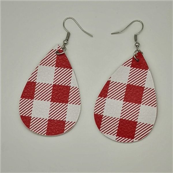 Duplex Printing Drop-shaped Leather Earrings