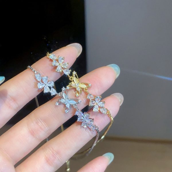 Flower Butterfly Pendant Bracelet For Women