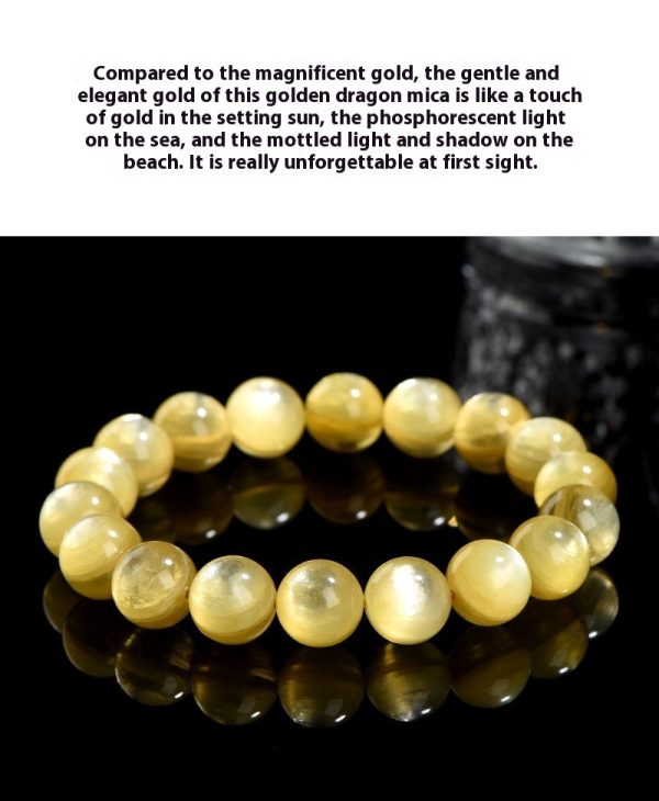 Yellow Golden Dragon Mica Round Beads Bracelet
