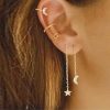 Star And Moon Rhinestone Tassel Earring Set 5 Piece Set