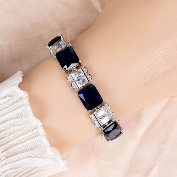 Wish Simple Colored Gems Zircon Small Square White Zircon Bracelet