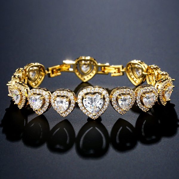 Geometric Heart Shape AAA Zircon Bracelet Female Korean Style Temperament