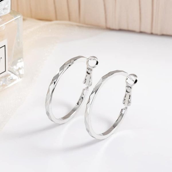 925 Sterling Silver Lace Laser Pattern Circle Earrings