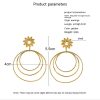 18K Gold Titanium Steel Multi-layer Circle Flower Earrings