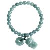 Natural Emerald Blue Water Lucky Cat Peace Buckle Hand Weaving Bracelet