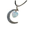 Jewelry Heart Stone Crystal Necklace Retro Moon