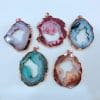 Natural Stone Pendant Rough Stone Cluster Striped Agate Crystal Hole Necklace
