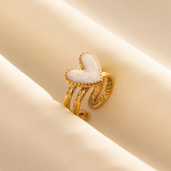 304 Stainless Steel Heart-shaped Drip Open Ring For Women