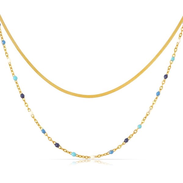 Multicolor Epoxy Chain Snake Bone Layered Necklace