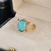 Natural Cut Stone Ring Men And Women Couple Fashion