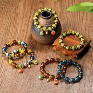 Ancient Golden Sand Colored Glaze Bracelet Two Ends
