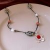 Stone Shell Beaded Flower Pendant Necklace Simple Ethnic Style All-matching