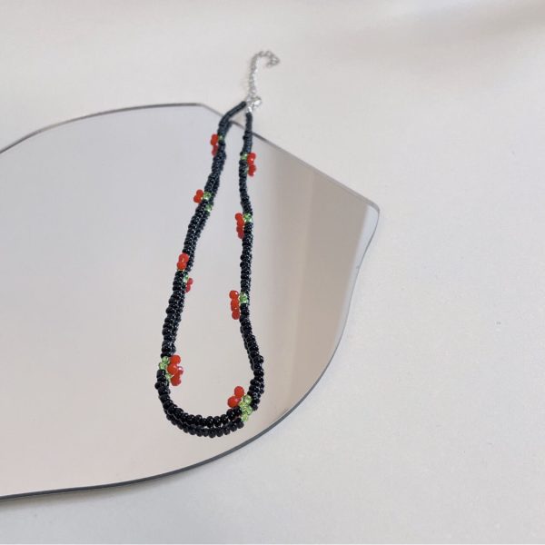 Fresh And Cute Bead Cherry Beaded Necklace