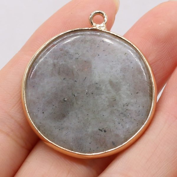 Natural Stone Gem Amazonite Round Pendant Handmade Craft DIY