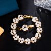 Copper Inlaid Zircon Flower Bracelet