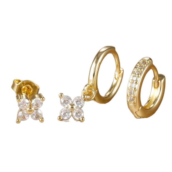 Ear Clip Micro Inlaid Zircon Ear Ring Three-piece Set
