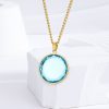 Titanium Steel Round Crystal Pendant Women's Necklace