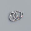 S925 Silver Geometric Circle Single-row Drilled Metallic Ear Clip Silver Stud Earrings