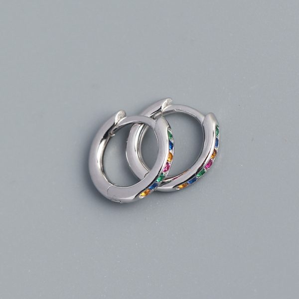 S925 Silver Geometric Circle Single-row Drilled Metallic Ear Clip Silver Stud Earrings