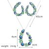 European And American Jewelry Luxury Necklace Set Diamond Zircon Emerald Earrings