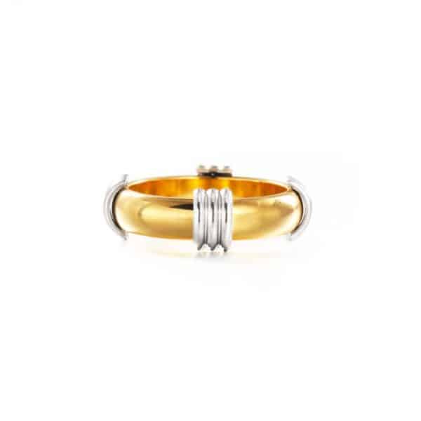 Female Punk Room Gold Ring Inlaid With Titanium Steel Ring