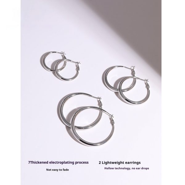 Silver Needle Big Circle Simple Bracelet Earrings High Sense