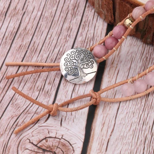 Natural Raw Gemstone Red Woven Bracelet Multi-circle