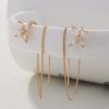 Cross Border Jewelry Personality Copper Micro Set Zircon Butterfly Ear Bone Clip Super Long Personality Tassel Ear Line Earrings