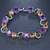 European And American Fashion Bracelet Colorful Crystals White Gold Plated Accessories