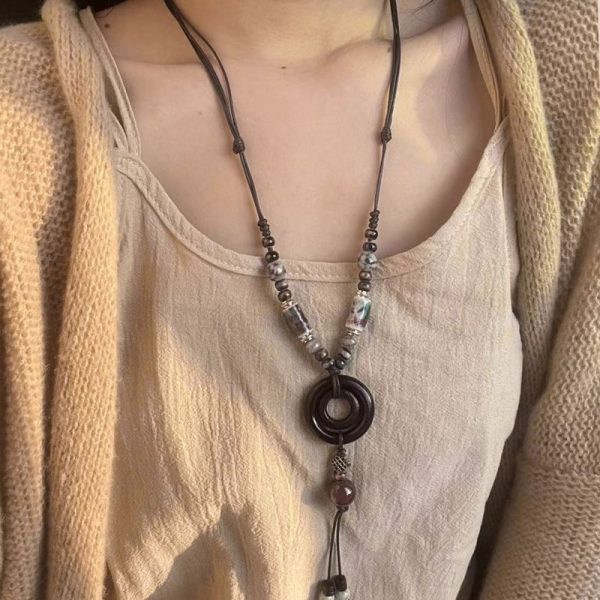 Retro Hong Kong  Ceramic Butterfly Pendant Necklace