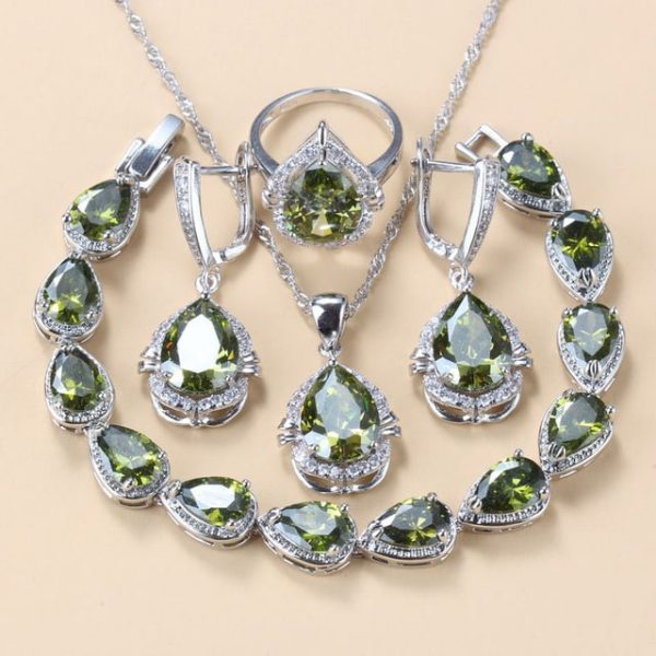 e0876e22-2f19-473b-a016-f55596e17b28.jpg Gem-inlaid Pendant Earrings Necklace And Four-piece Ring Set Pack