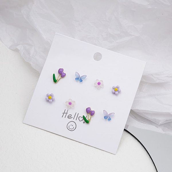 Silver Needle Color Tulip Butterfly Set