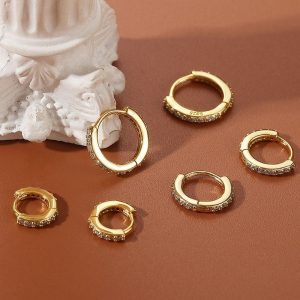 Full Diamond Double Row Diamond Round Ear Clip Circle Ear Cuff Female