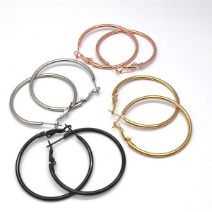 European And American Fashion Stainless Steel Earrings Big Circle Shrimp Male Buckle Earrings Female Jewelry