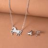 Stainless Steel Gold Silver Unicorn Horse Necklace Earrings Jewelry Set