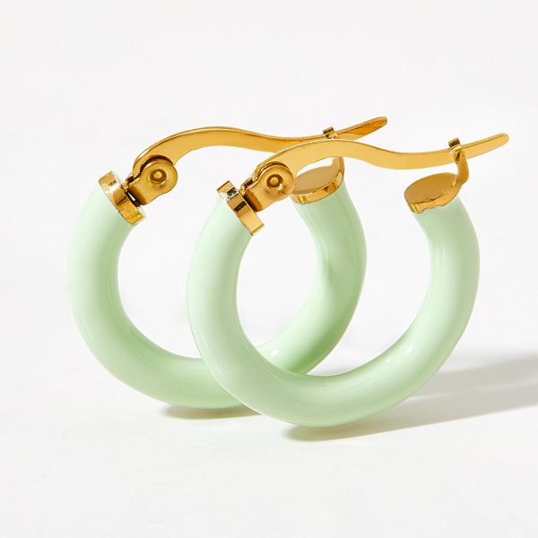 Ins Wind Circle Macaron Dripping Oil Ear Ring