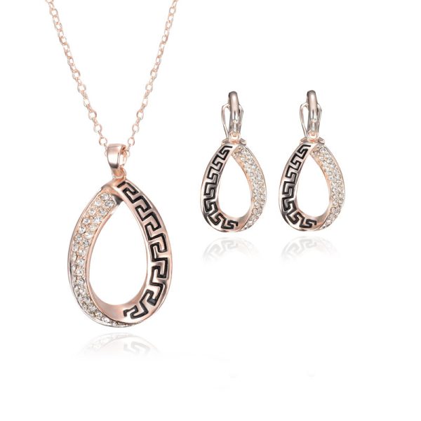 Jewelry Commemorative Gift Rose Gold Plated Necklace And Earring Set