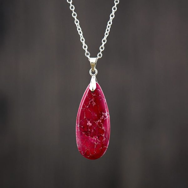 Emperor Stone Water Drop 18K Gold Plating Chain Pendant Necklace