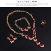 Charming Red Gemstone Jewelry Four-piece Set European And American Wedding Accessories